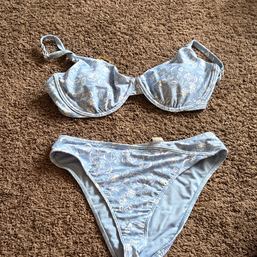 Hollister Light Blue Floral Bikini Set